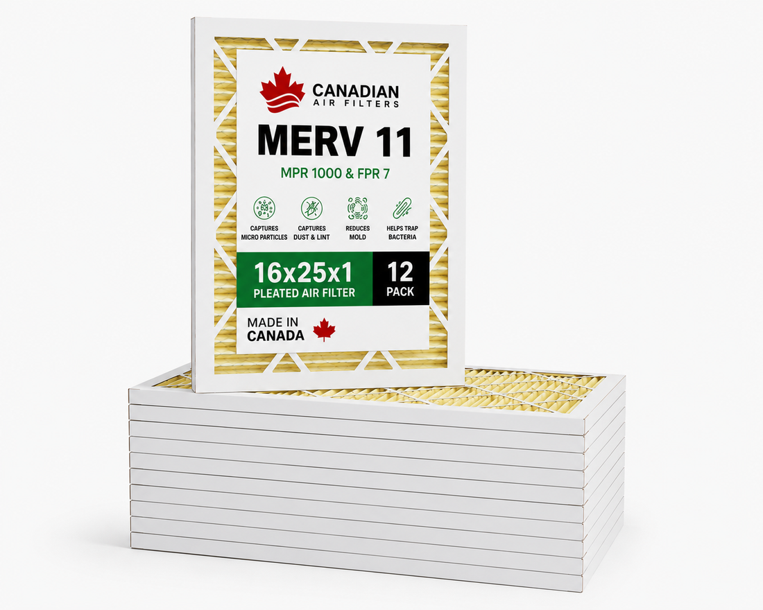 Canadian Air Filters 16x25x1 MERV 11 pleated furnace filter product shot