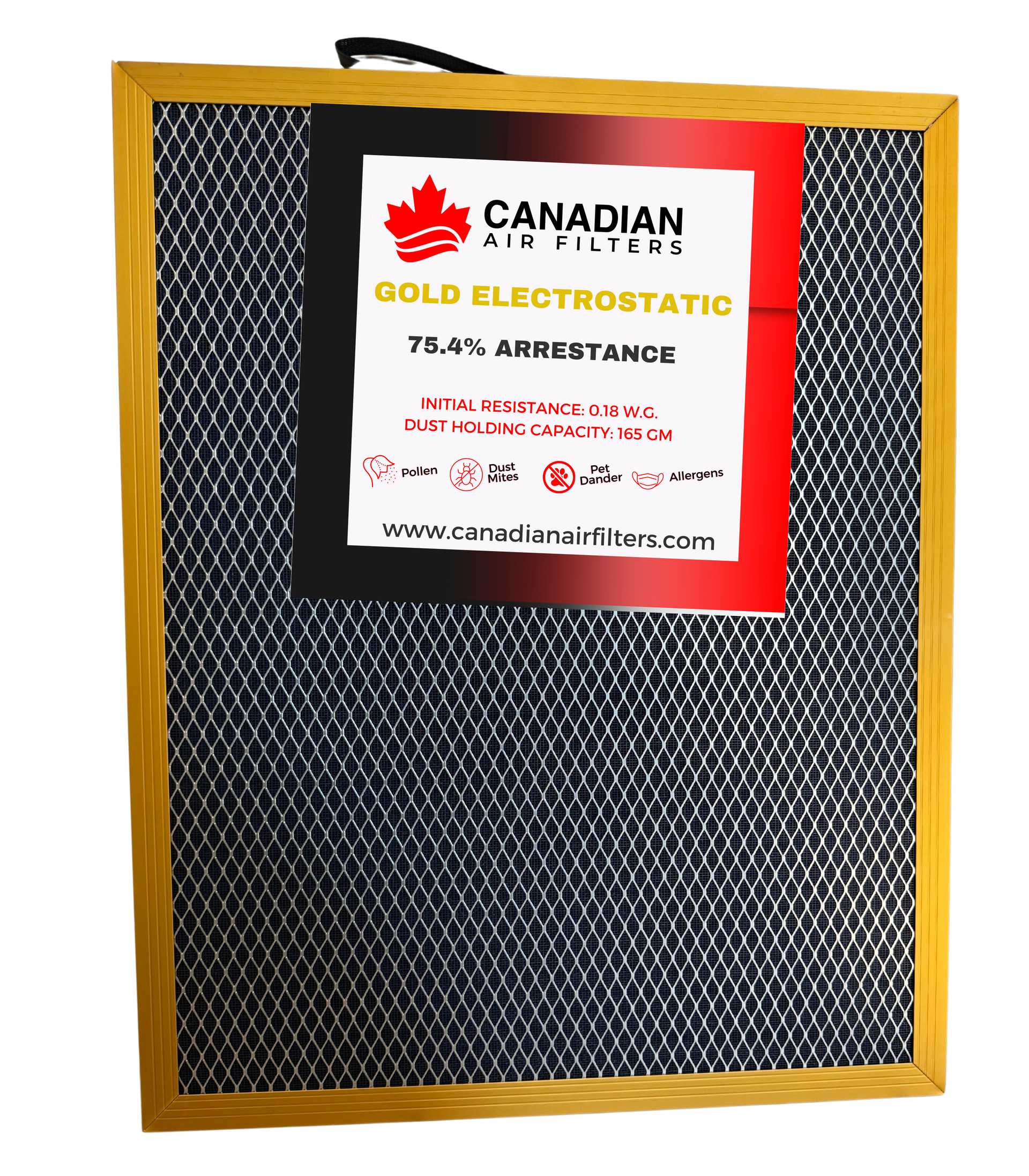 12.5x16x1 - Gold Electrostatic Washable Air Filter (Each)
